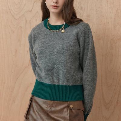 Color Matching Round Neck Crop Knit Zc11qk058on