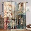 Set Industrial Abstract Pattern Semi Transparent Curtains Polyester Drapes Design Bed Curtain Of 2 Made With Rod Pocket Washable