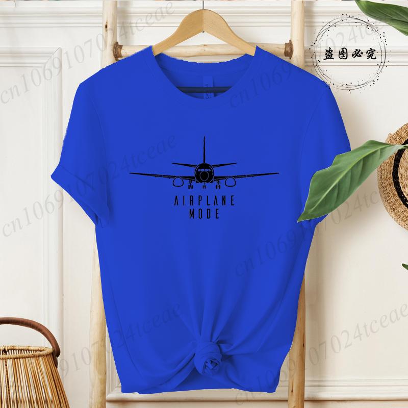 Summer Airplane Mode Print Tshirts Unisexs Fashion Casual Short Sleeve Tee Streetwear Graphic Tops for Unisex Clothing LW03