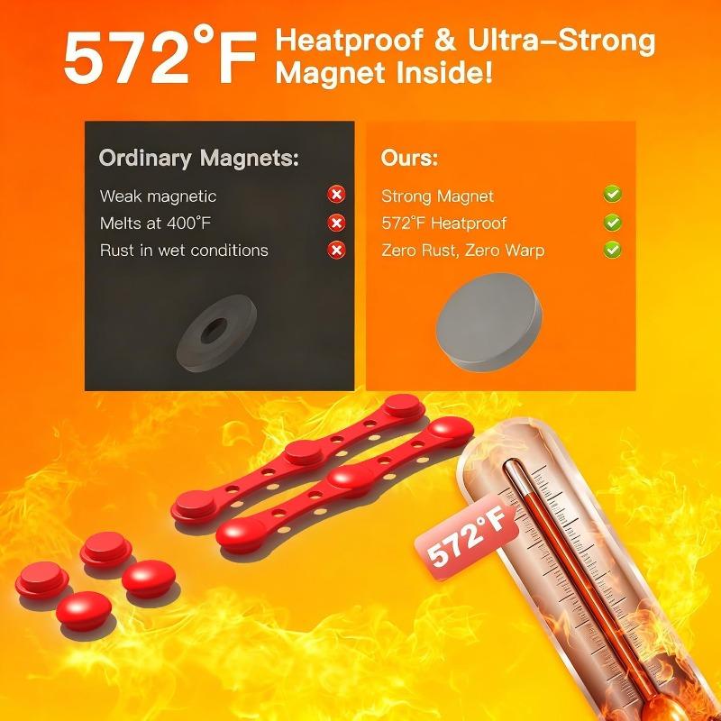 4Pcs Air Fryer Silicone Magnets Buckles Heat Resistant Fix Parchment Paper Liner Avoid Burning Universal for All Air Fryers Reusable Kitchen Gadgets