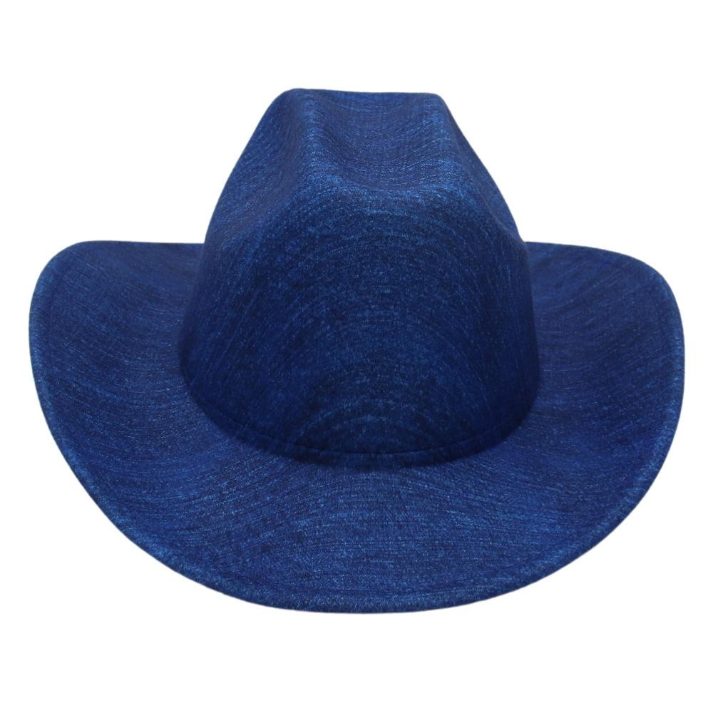 Blue European And American Top Hat Western Cowboy Hat Texture Jazz Hat Felt Hat Wholesale Temperament Top Hat Men And Women