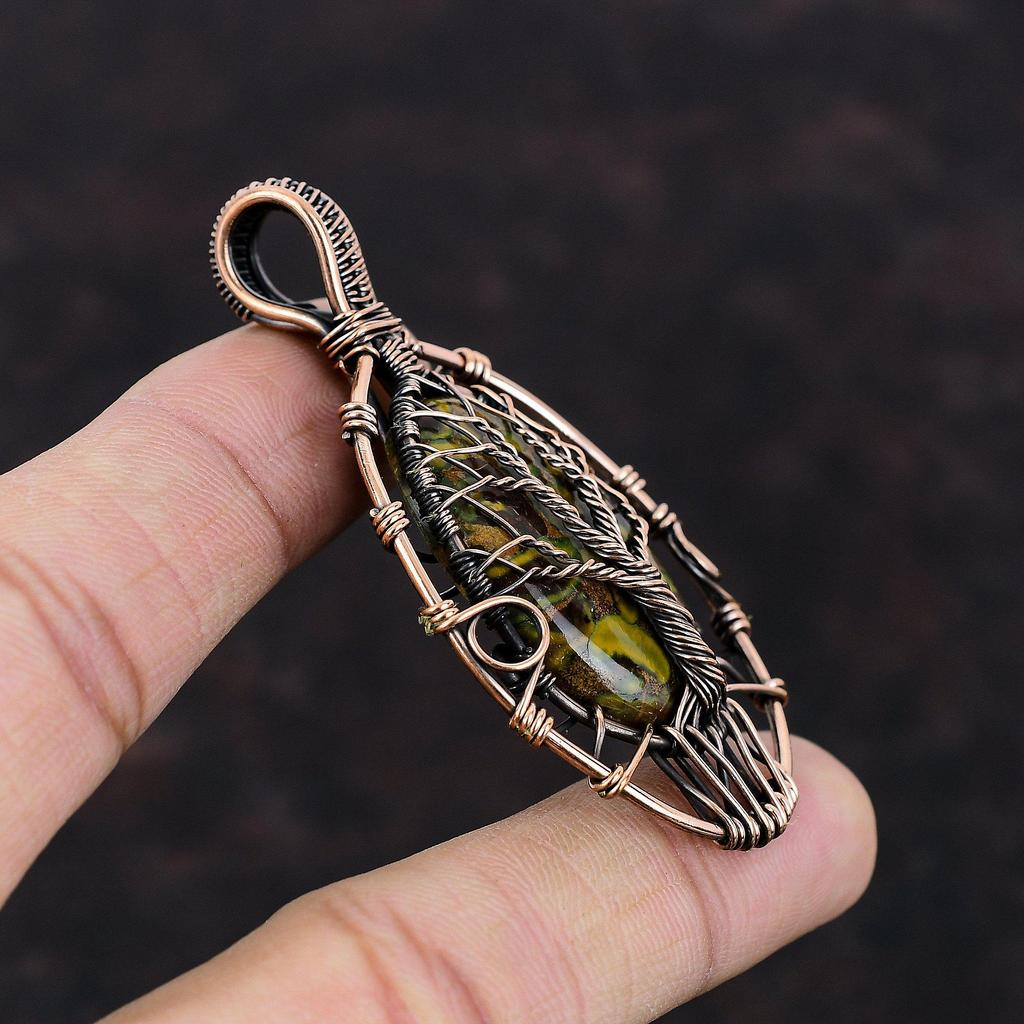 Tree Of Life Fruit Jasper Pendant Copper Wire Wrapped Pendant Tree Of Life Jewelry Handmade Pendant Gemstone Copper Jewelry Gift For Mother