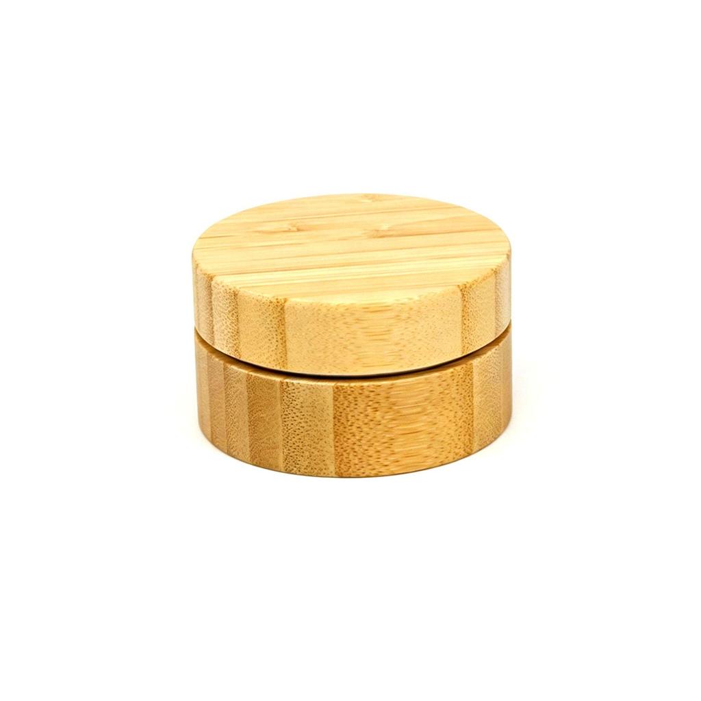 Kosmetikdose mit Bambus-Holzmaserung - Gesichtscreme & Proben-Spenderflasche mit Aluminiumbox