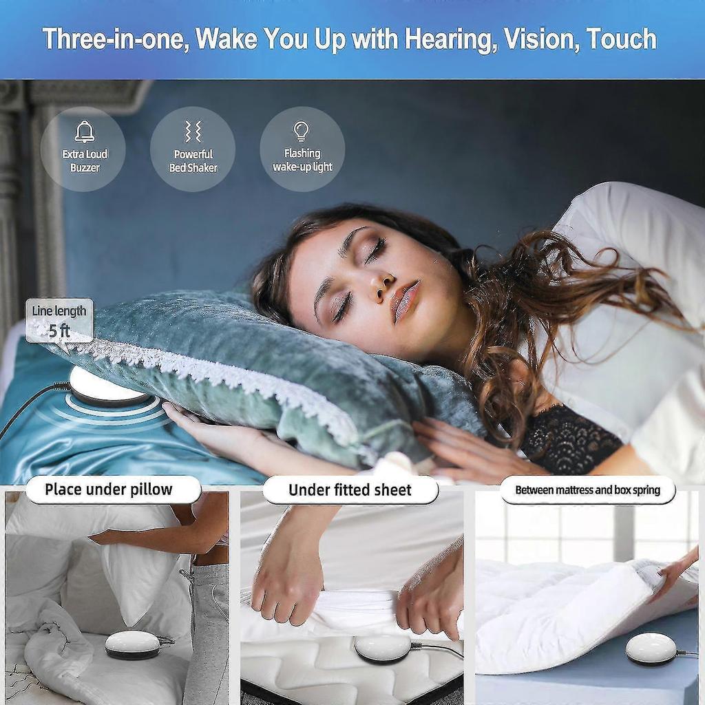 Sveglia Rumorosa Con Vibratore Da Letto Per Dormitori Profondi, Sveglia Vibrante Doppia Con Caricatore Usb Per Sordomuti
