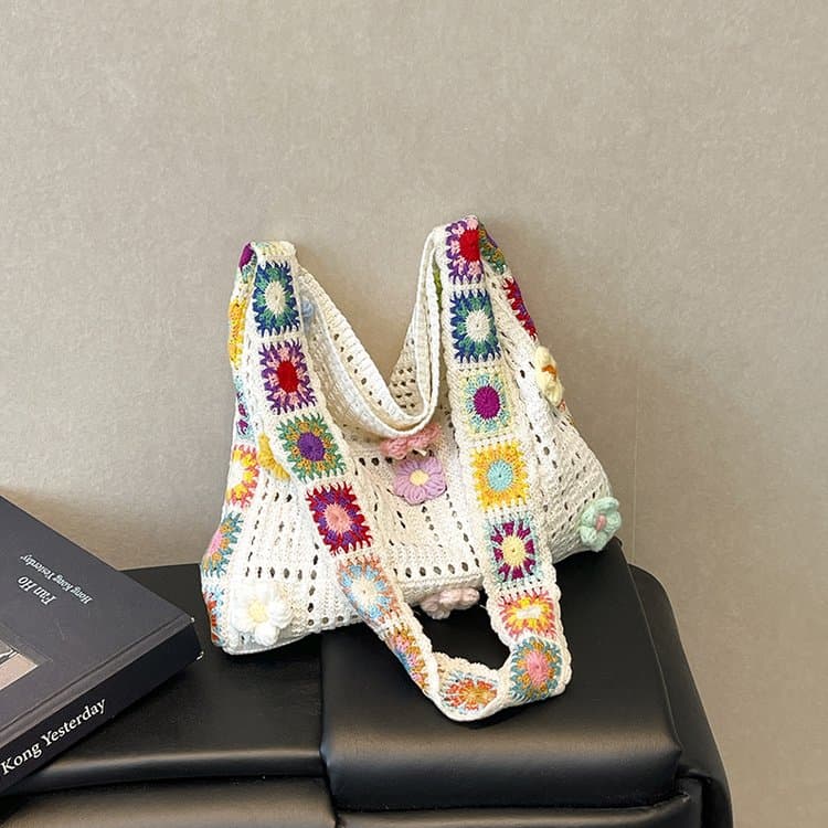 

Bohemian Woven Bag Single Shoulder Diagonal Backpack покинуть белый