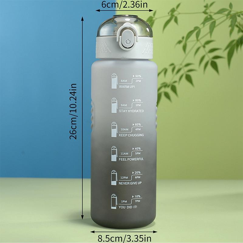 1L Water Bottle Gradient Color Motivational Sports Water Bottle with Time Marker Leak-proof Cup for Office, Gym, Outdoor