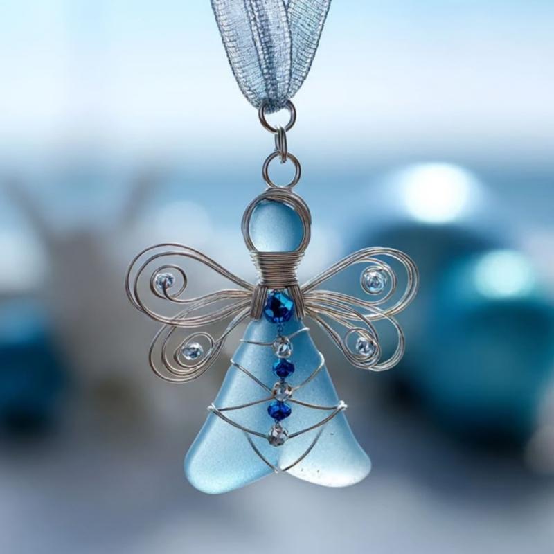 Unique Coastal Theme Angelic Ornament 2D Flat Acrylic Hanging Pendant for Holiday Christmas Tree And Home Office Accent