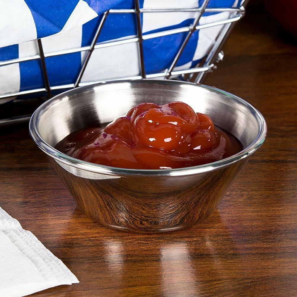 (Pack of 12) 1.5 oz Sauce Cups, Stainless Steel Condiment Cups / Portion Cups