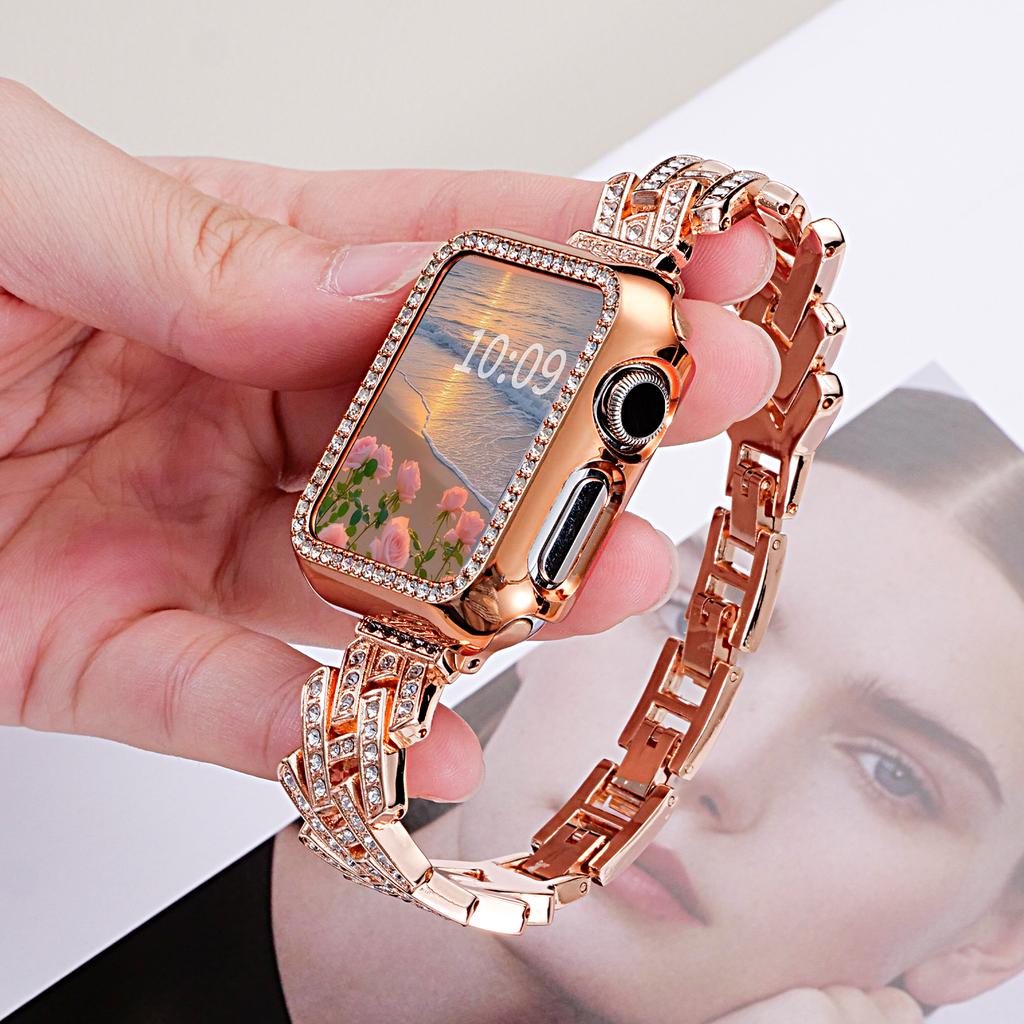 Diamond Strap Suitable for Apple Watch 40/44/38/45/41/49/42mm Metal Bracelet iWatch Series Se 7 6 3 5 Ultra 2 8 9