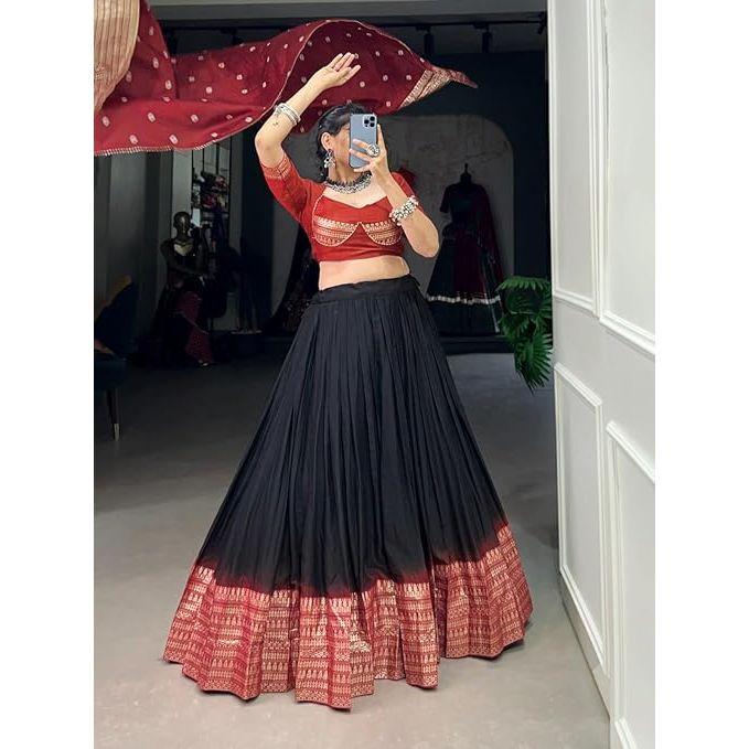 Woman's Perfectly  Collection Tussar Silk Lehenga Choli Patola Print with Foil Work ,Unstiched Blouse,