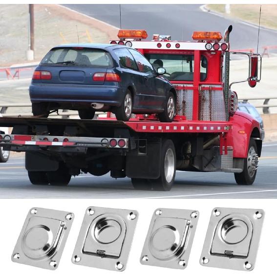 4Pcs Stainless Steel Flush Mount D-Rings,Heavy Duty Floor Mount Tie Down Anchors For Boats Trailers Trucks,56x66mm Load Capacity