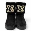 Great LOUIS VUITTON Boots Snowdrop Line LV Logo Shearling Black Mouton Women 35 Used