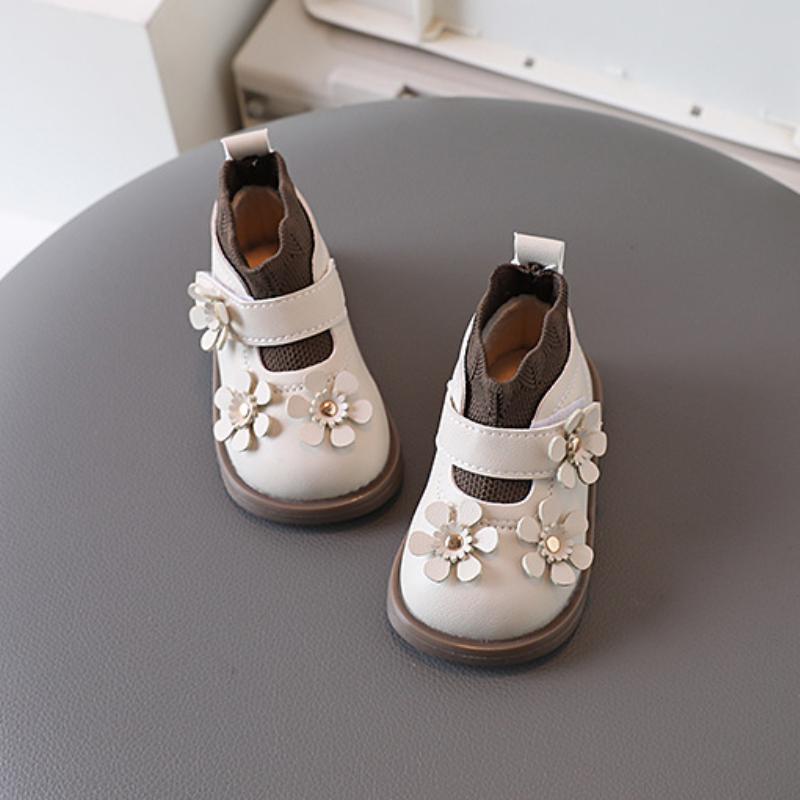 Baby Girls Cotton Boots Children's Autumn Winter Soft Soled Walking Shoes Fashion Flower Sweet Kids Princess Ankle Short Boots