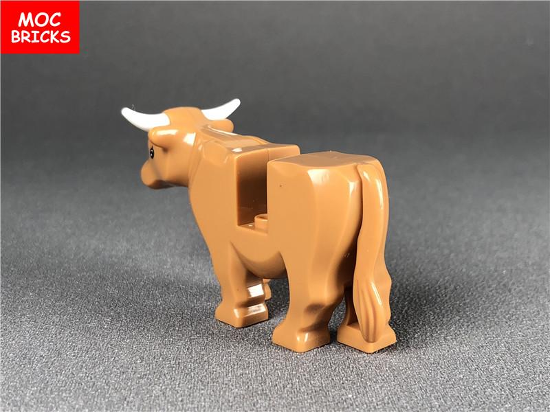 5pcs/lot MOC Bricks Animal Milk Cow Cattle Farm Educational DIY Building Blocks Figure Toys for children Dolls Xmas Gifts