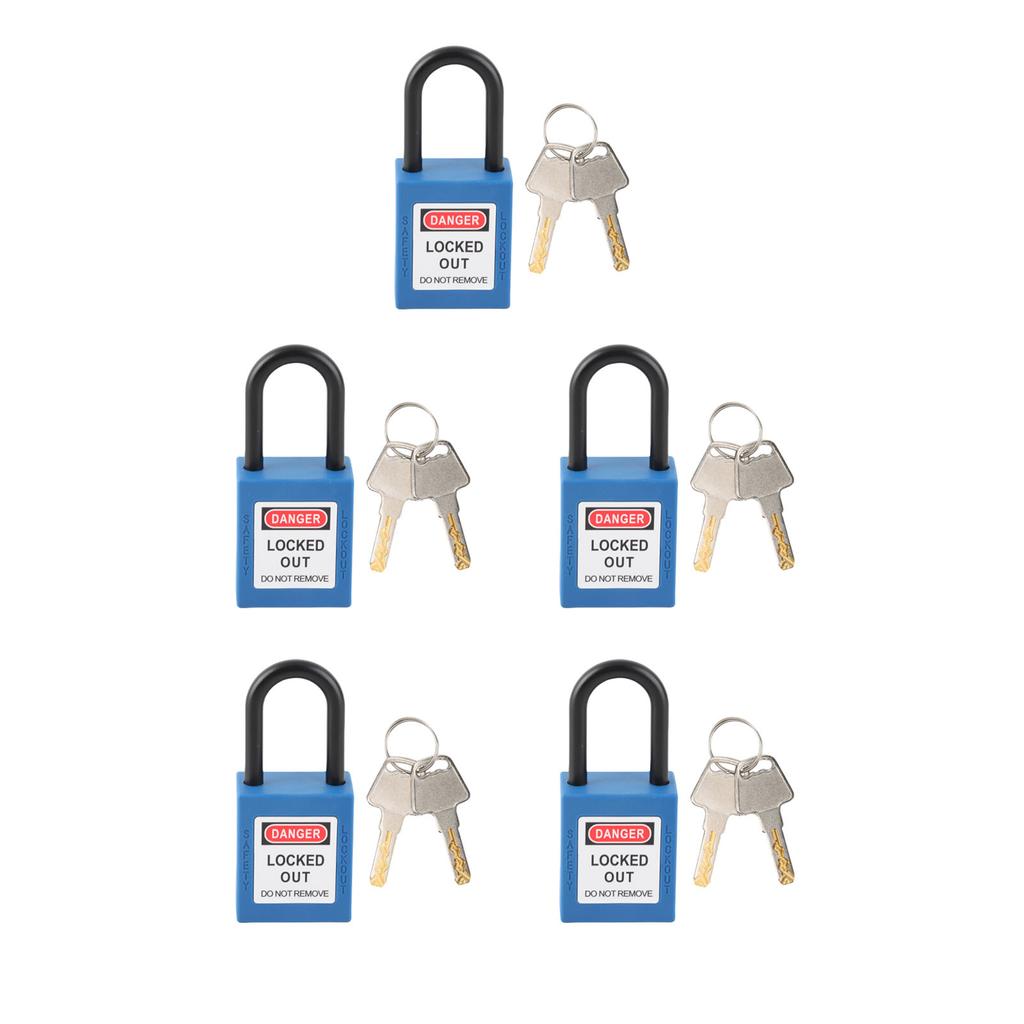5 Satz 38mm Lockout Tagout Schloss Nylon Langlebig Staubdicht Isoliertes Sicherheitshängeschloss mit Schlüssel