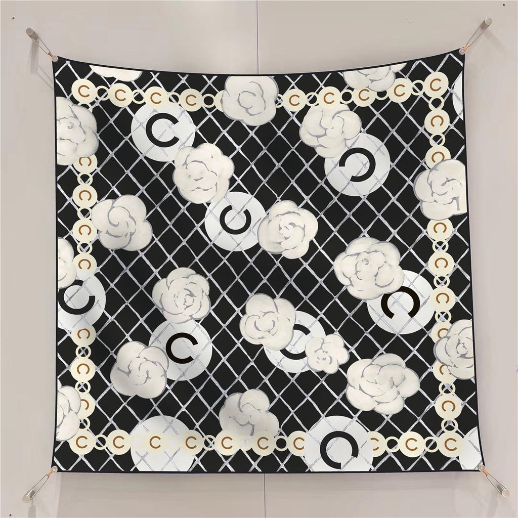 Vreovor Spring And Summer New Camellia 90Cm Square Scarf Tube Top Temperament Celebrity Vacation Beach Shawl Headscarf Versatile