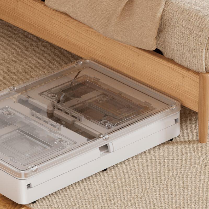 Portable Transparent Book Storage Box with Wheels and Dustproof Cover