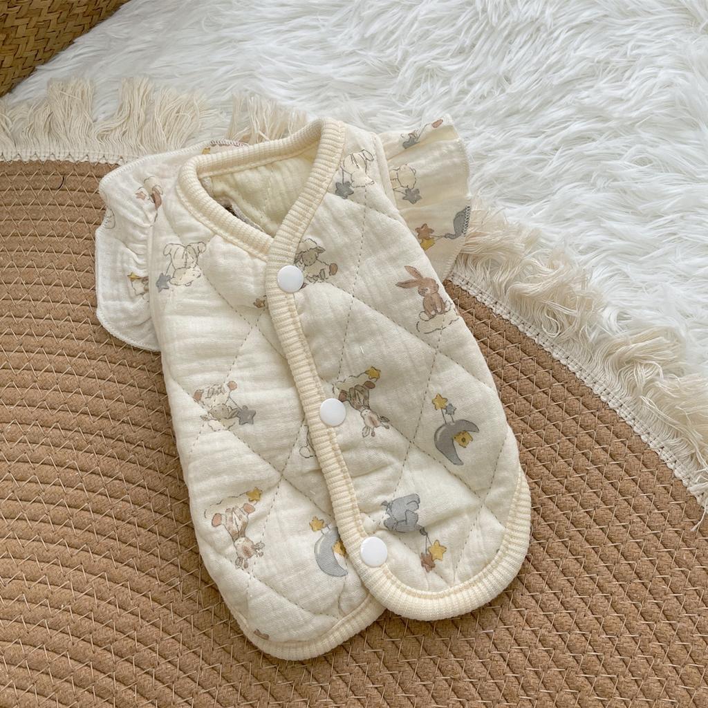Flying sleeve gauze pet clothes cotton loungewear small dog puppy dog autumn and winter clothing warm kitten cat clothes