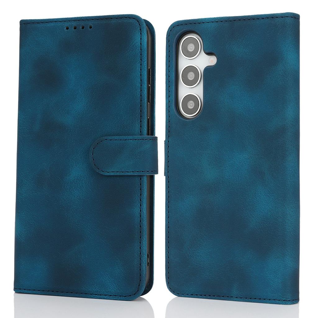 For Samsung Galaxy S25+ Wallet Case Double Folded Edge Skin Touch PU Leather Flip Phone Cover