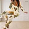 Women Plus Size Printed Two Piece Pants Set Half Zip Long Sleeve Longline Top And Fitted Pants