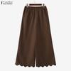ZANZEA Pantaloni Corti Larghi Elasticizzati Casual da Donna