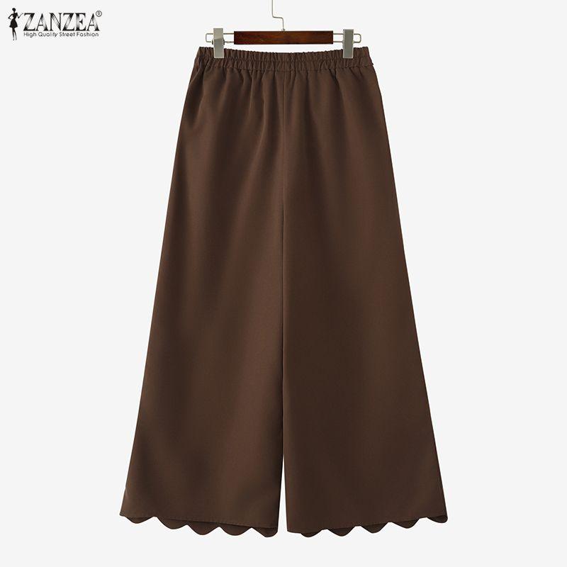 ZANZEA Pantaloni Corti Larghi Elasticizzati Casual da Donna