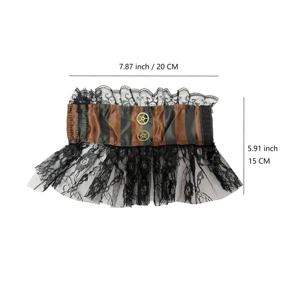 

Gothic Lace Wrist Cuff Dress Up Lace Gloves Breathable Elastic Wristband For Masquerade Theater Actors Drag Performers Stage чорний