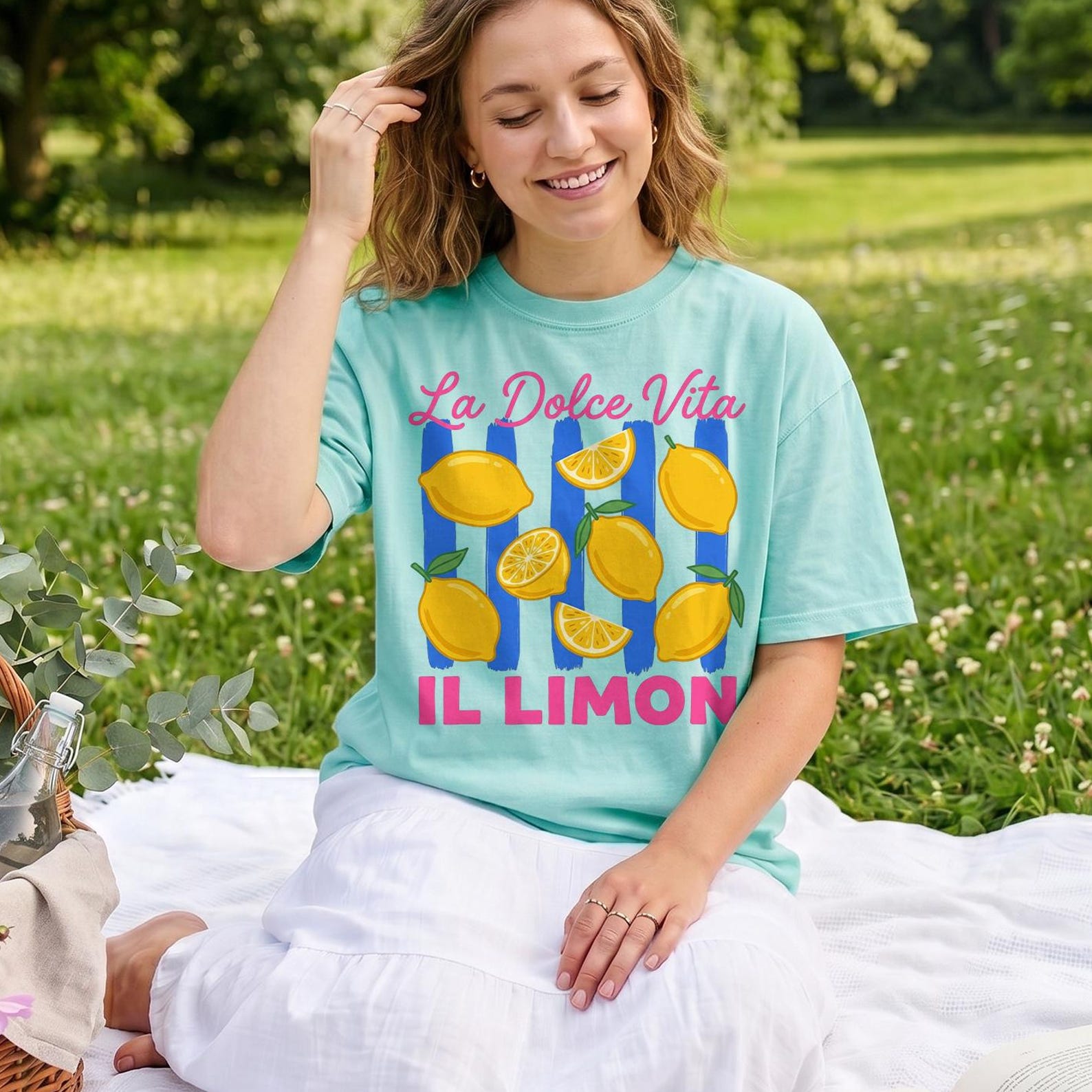 Comfort Colors® La Dolce Vita Lemon Il Limon Tee | Retro Italian Summer T-Shirt | Fruit Graphic Tee | Cute Aesthetic Shirt Women 4XL
