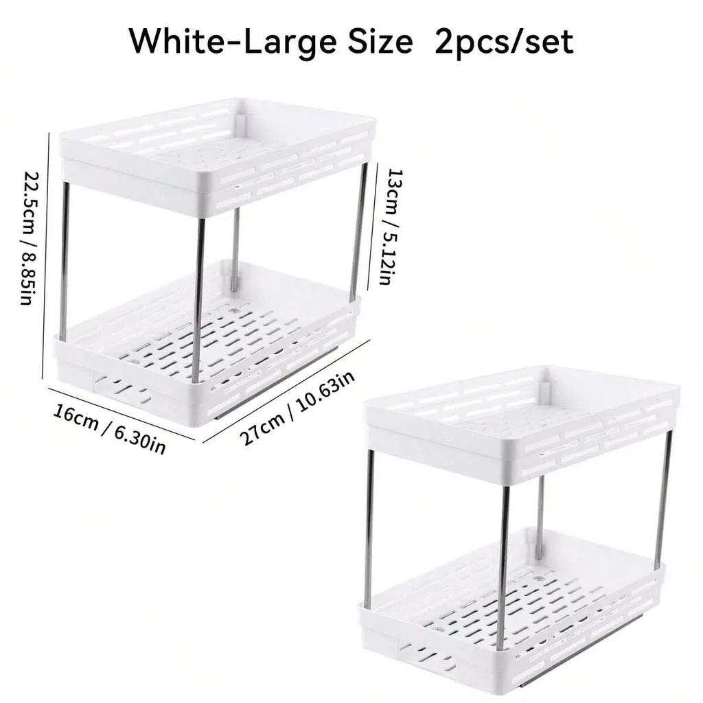2 Tier Seasoning Bottle Sliding Storage Rack Cabinet Multipurpose Drawer Organizer Shelf Plastic Kitchenware Spice Rack