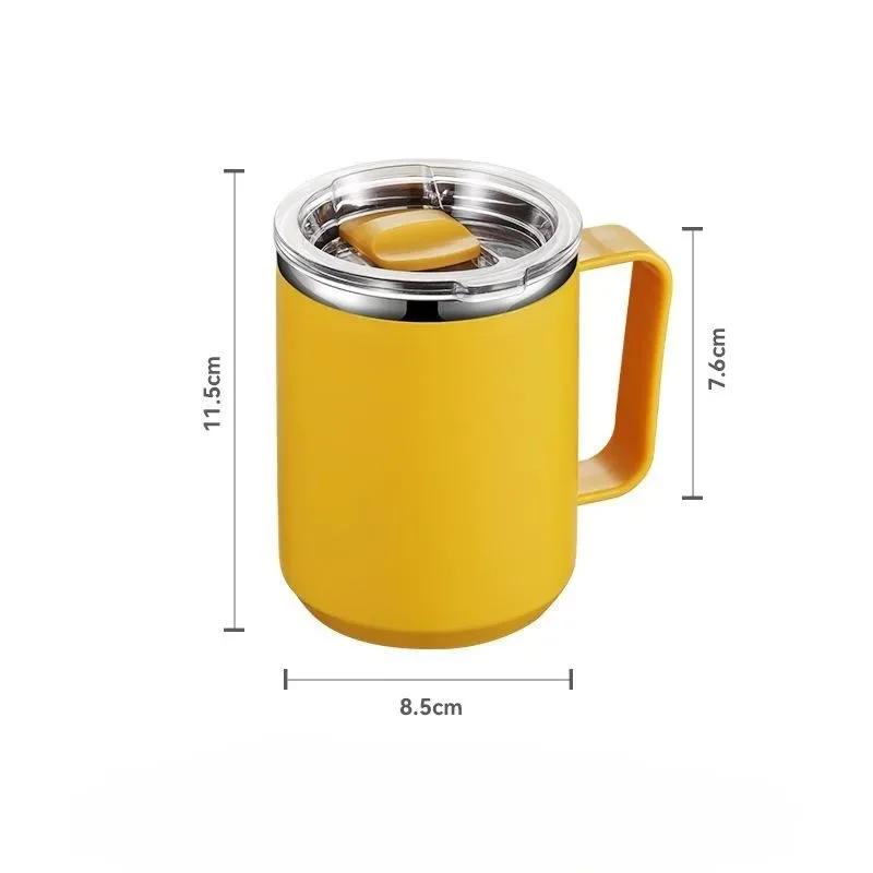 450ml Stainless Steel Mug Vacuum Mug With Handle and Lid Leak-Proof Coffee Cup Thermos For Home Office Milk Cup Water Bottle
