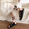 Fashion Lightweight Explosion Black Retro Flat Sandals Women's 2025 New Summer Wear Versatile Roman Sandals