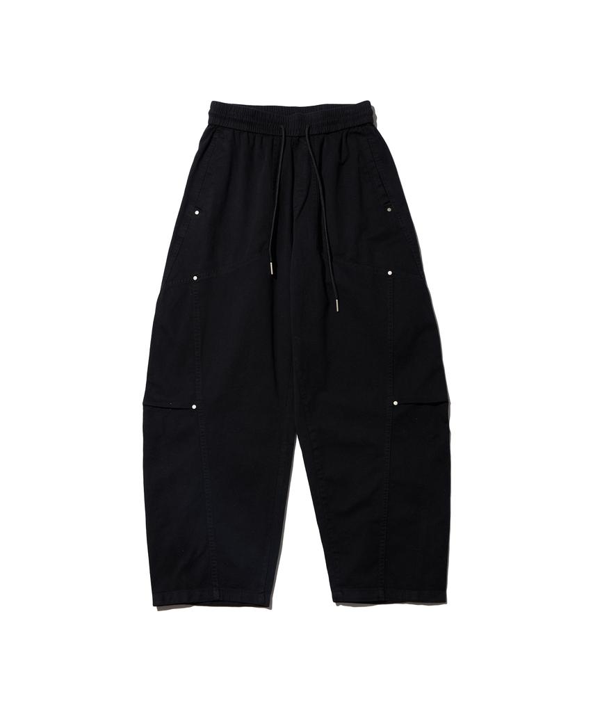 CREAM SODA LAB Wide Cut Rivet Point Elastic Waist Pants Black