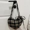 Printed Red Plaid Tote Bag Cloth Women's Handbag Fashion Heart Shoulder Bag  Female