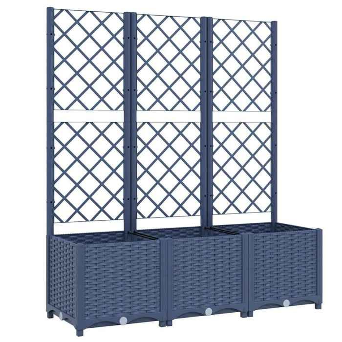VidaXL Planter with Trellis, Flower Box, Plant Pot, Flower Box Garden Terrace Patio Outdoor, Blue Grey 318253