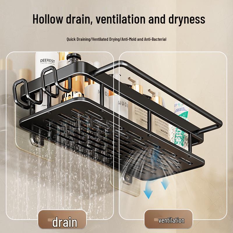 Nástěnná koupelnová police bez vrtání pro umyvadlo a toaletní potřeby