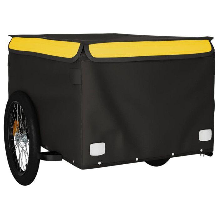 VidaXL Remorque de vélo noir et jaune 45 kg fer 94092