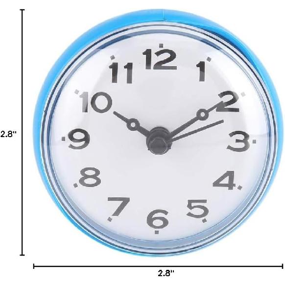 Bathroom Wall Hanging Clock,Waterproof Fogproof Round Arabic Digital Dial Bath Shower Clock Suction Cup Wall Window Mirror Bath Shower Clock for Home