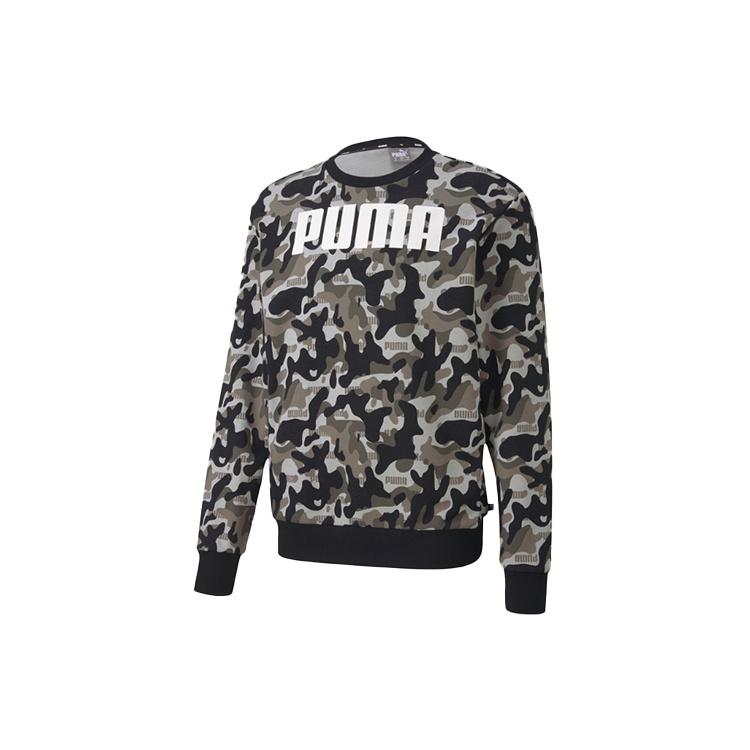 PUMA Long Sleeve Crew Neck Pullover Black Camo Men s 582776-01 M