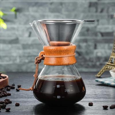 Cafetera de vidrio de borosilicato de alta temperatura, cafetera de vidrio de 400 ml con filtro