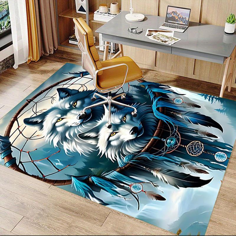 1pc Wolf Dreamcatcher Carpet Anti Slip Polyester Floor Mat for office.Bedroom