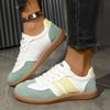 Dames Retro Kleurblok Platte Casual Sportschoenen, Trainingsstijl Schoenen, Verkrijgbaar In Grote Maten.