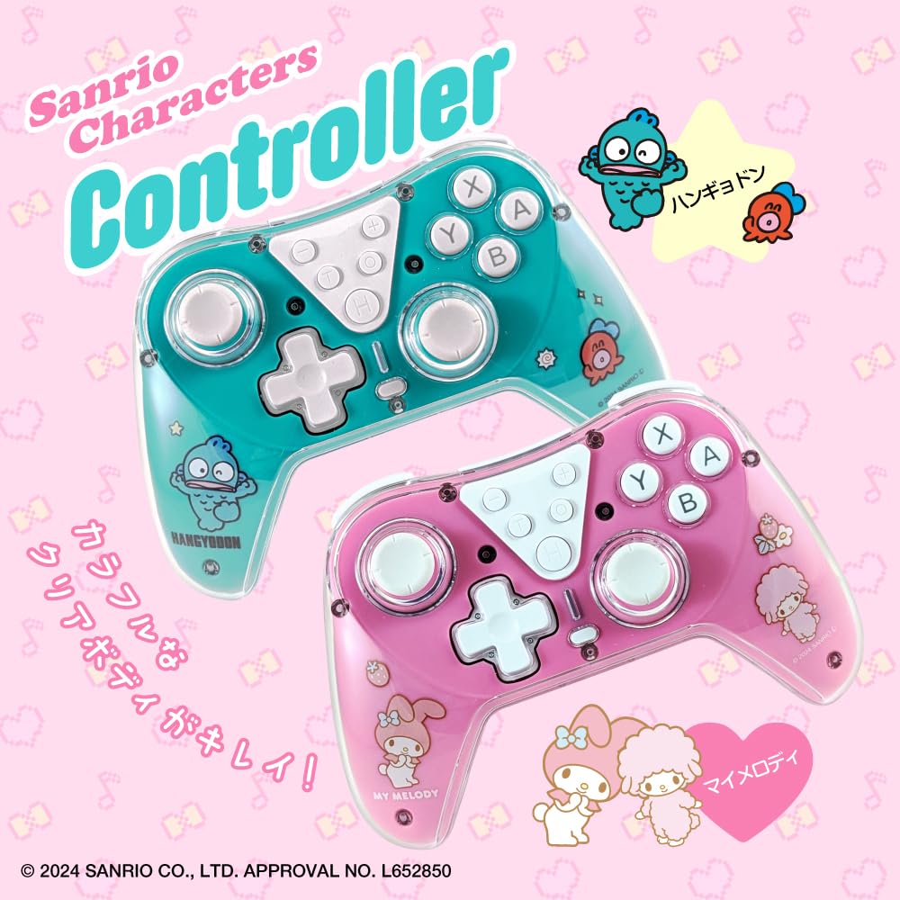 Allone Wireless Gaming Controller Sanrio Characters Hangyodon X 6 X Cm Compatible with Turquoise Blue Both Wired and Wireless Possible Popular