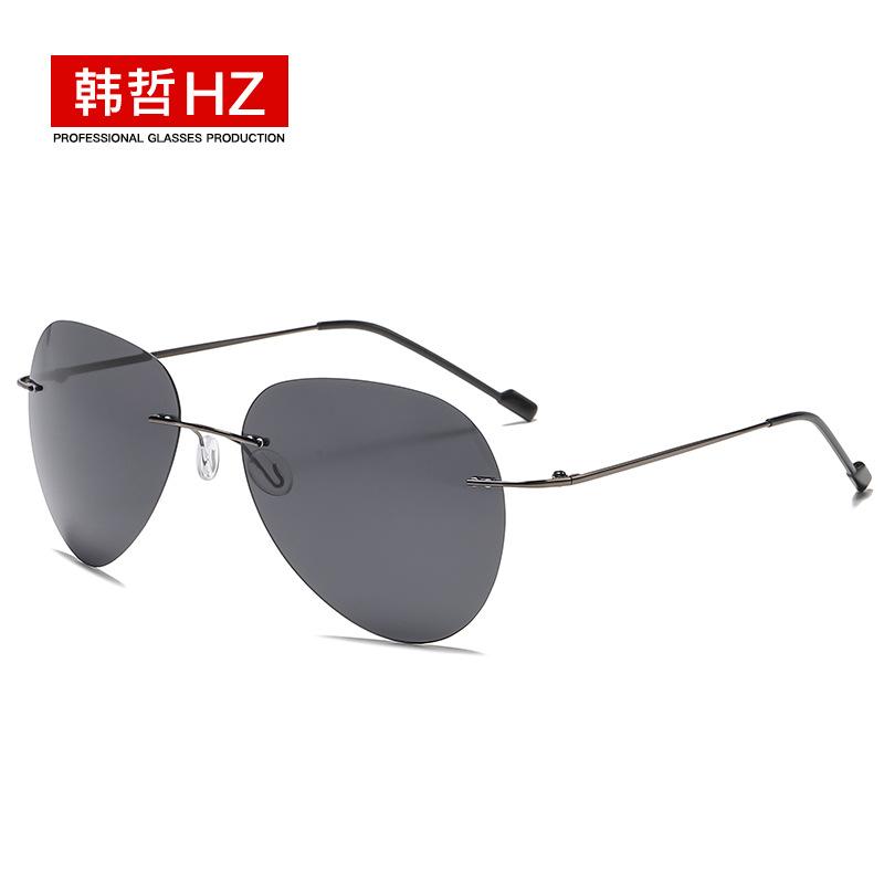 

Metal Titanium Light Polarized Rimless Color Changing Sunglasses For Men Driving Day Night Glasses New Hombre