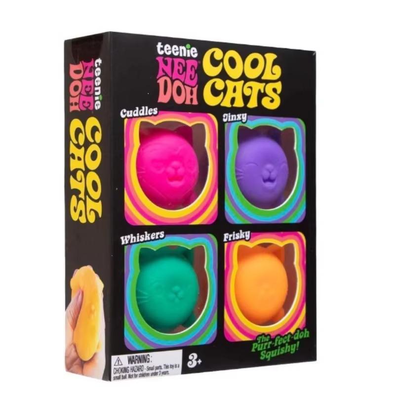 Schylling NEEDOH Cool Cat Squishy Spielzeug Langsamer Aufstieg Stressabbau Ball Sensorisches Fidget Spielzeug für Erwachsene Kinder Anti-Angst Sensorisches Spielzeug