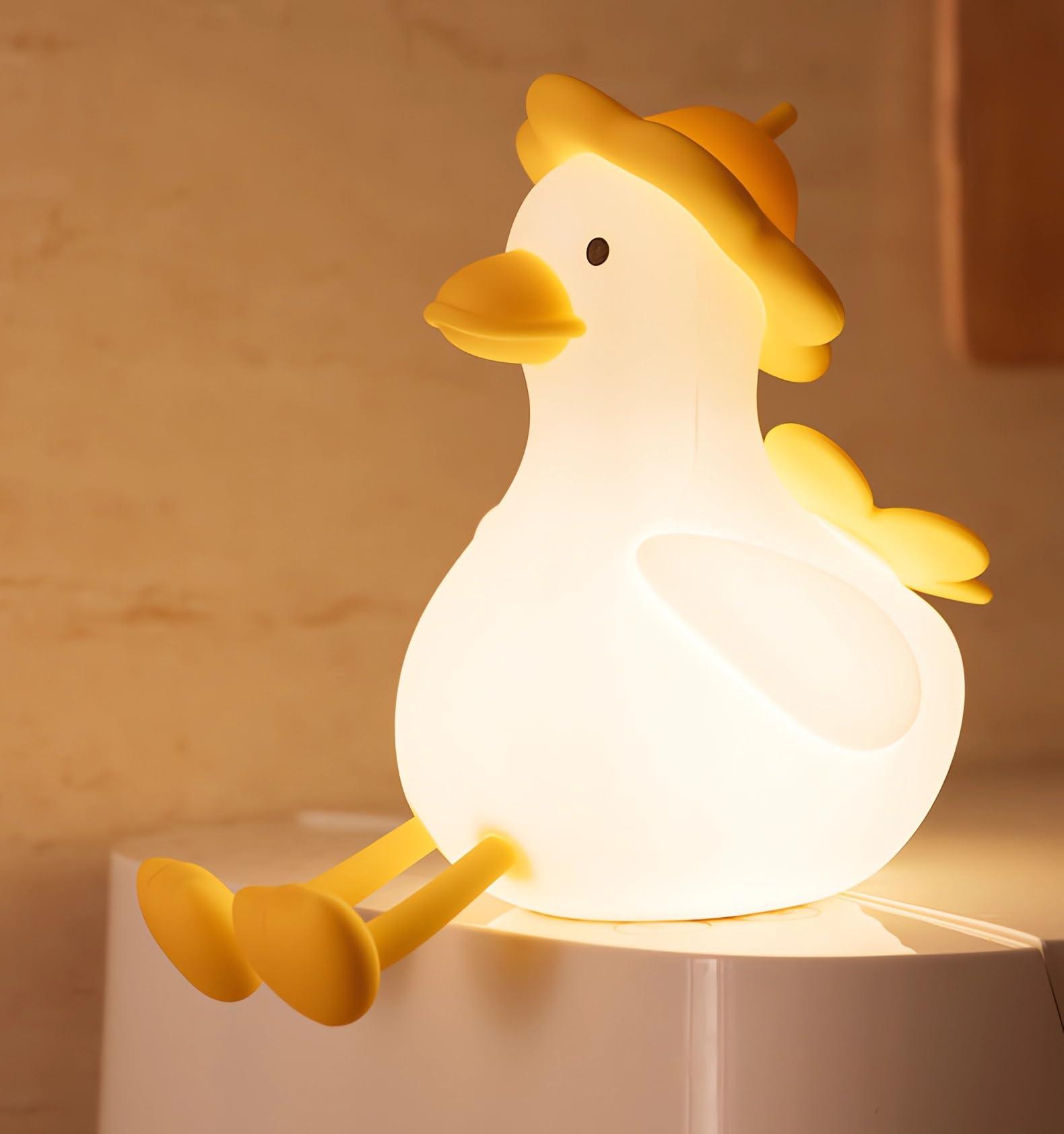 

YAVINCOL Nursing Duck Night Bedside Bedroom Silicone Touch Room Bedside Light for Warm Indirect USB Christmas Birthday Cute Light, Light, Light,