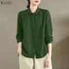 ZANZEA Women Solid Color Loose Casual Long Sleeve Blouse