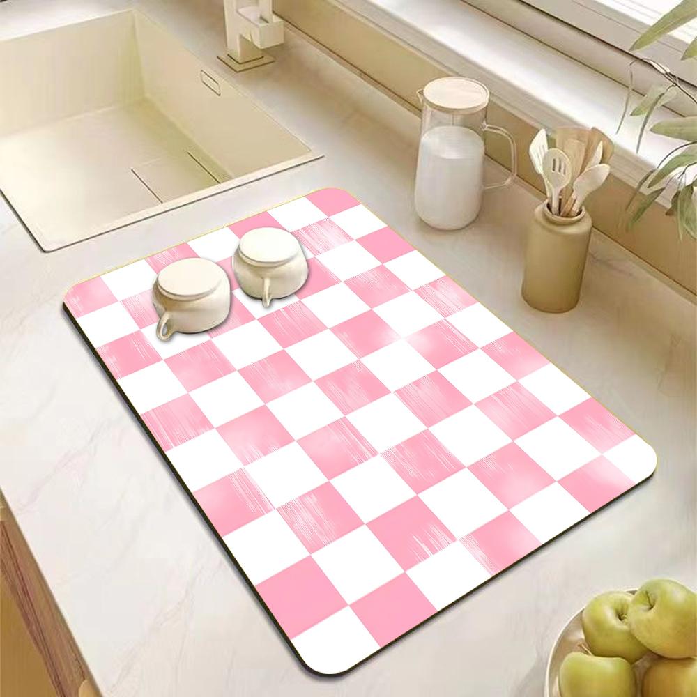 Alfombrilla de Goteo para Máquina con Patrón de Tablero de Ajedrez Suela de Goma Antideslizante Anti-Suciedad para Cafetera Fregadero de Cocina Encimera de Baño