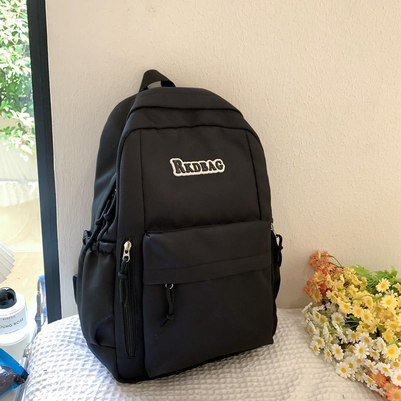 Student Solid Color Schoolbag Women's College Style Backpack Letter Large Capacity Backpack