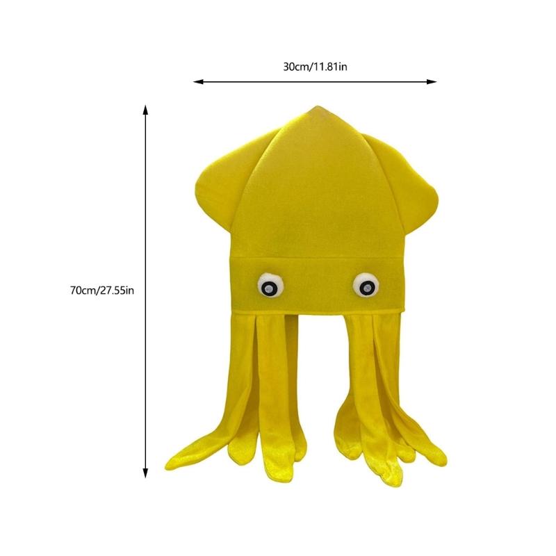 Simulation Cuttlefish Hat Funny Design Soft Fabric Comfortable Headgear For Parties And Daily Wear For Adult Kids