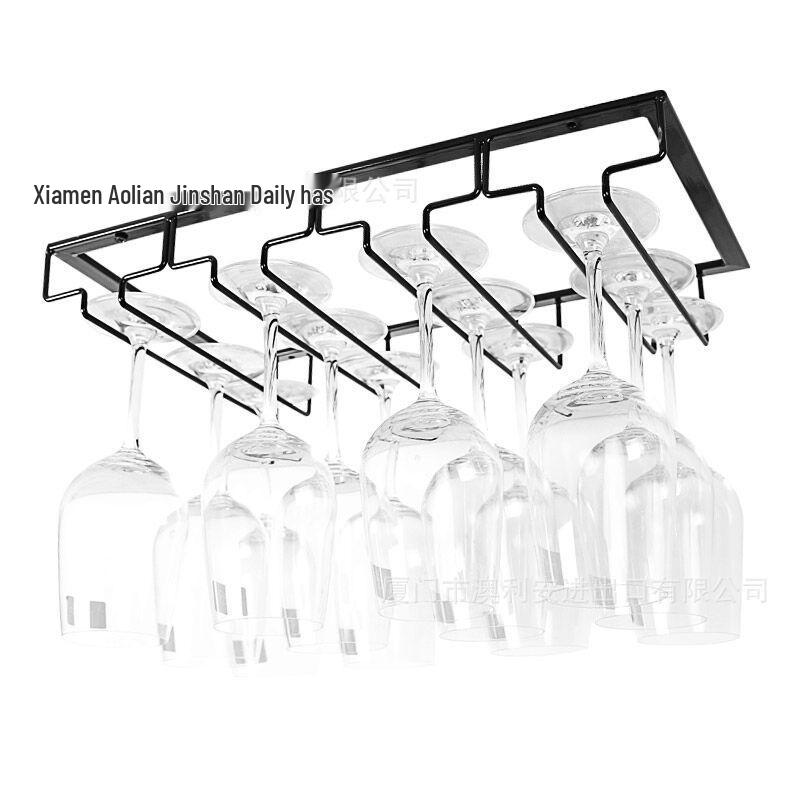 European Style Wrought Iron Hanging Wine Glass Rack for Home Cabinets